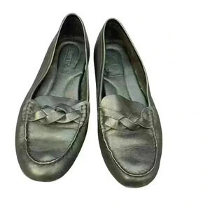 Born Black Womens Shoes Leather Slip On  Flat Loafers - Size 8M